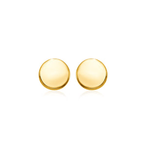 14k Yellow Gold Polished Round Post Earrings