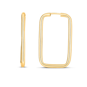 14k Yellow Gold Endless Rectangle Hoop Earrings