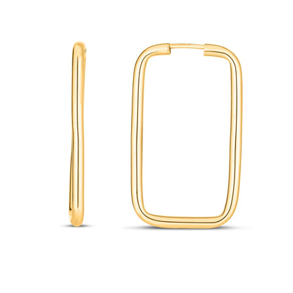 14k Yellow Gold Endless Rectangle Hoop Earrings