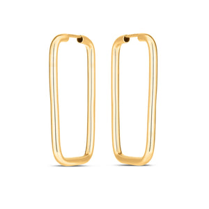 14k Yellow Gold Endless Rectangle Hoop Earrings