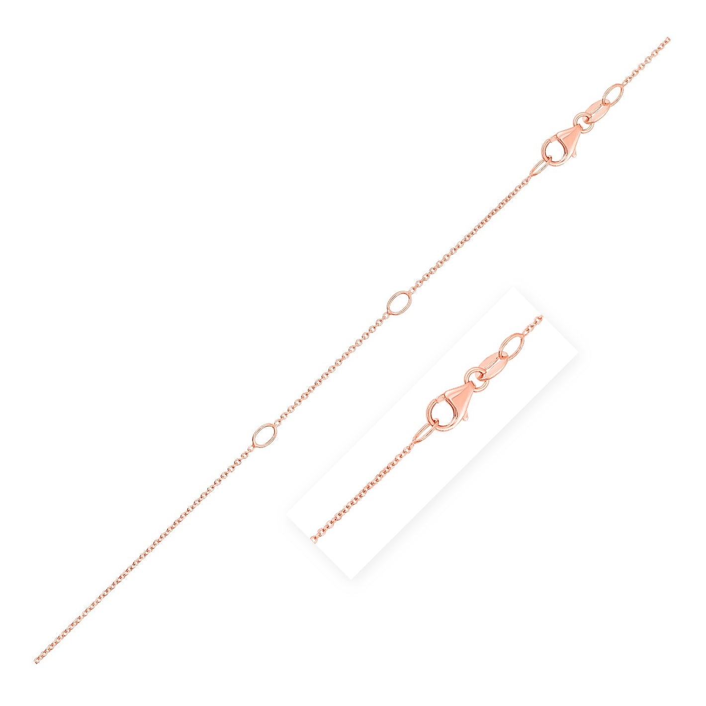 0.6mm 14k Rose Gold Double Extendable Cable Chain