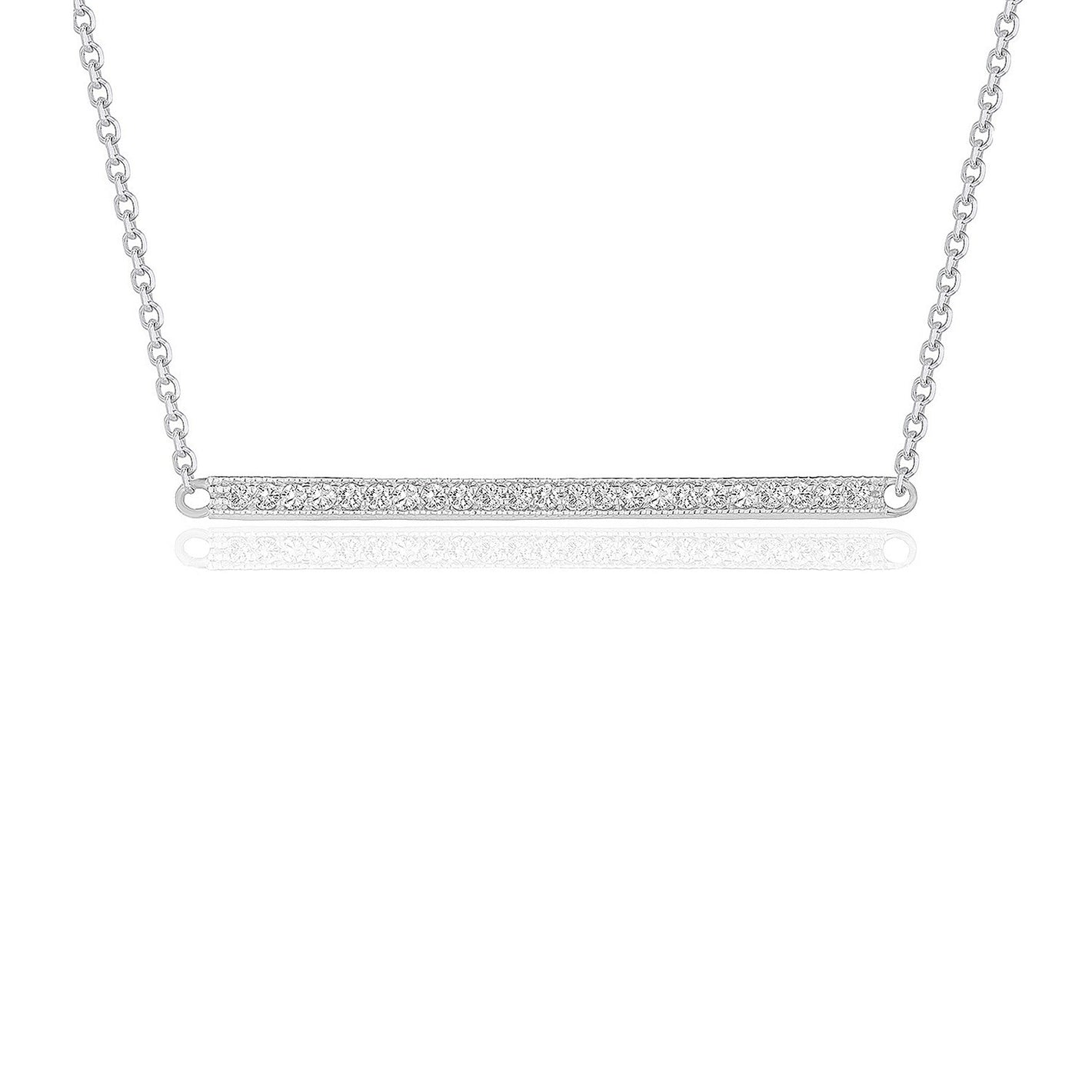 14k White Gold  Diamond Bar Pendant Necklace(1/4 cttw)