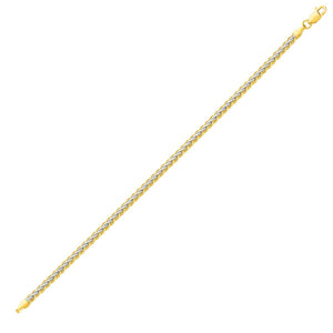 10k Yellow and White Gold Two-Toned Fine Wheat Chain Bracelet