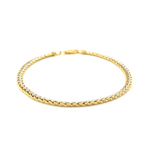 10k Yellow and White Gold Two-Toned Fine Wheat Chain Bracelet