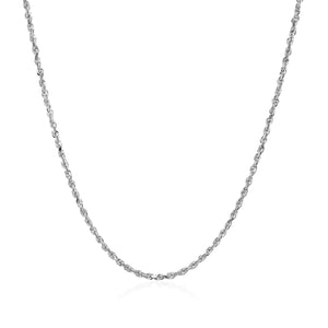 1.4mm 10k White Gold Solid Diamond Cut Rope Chain