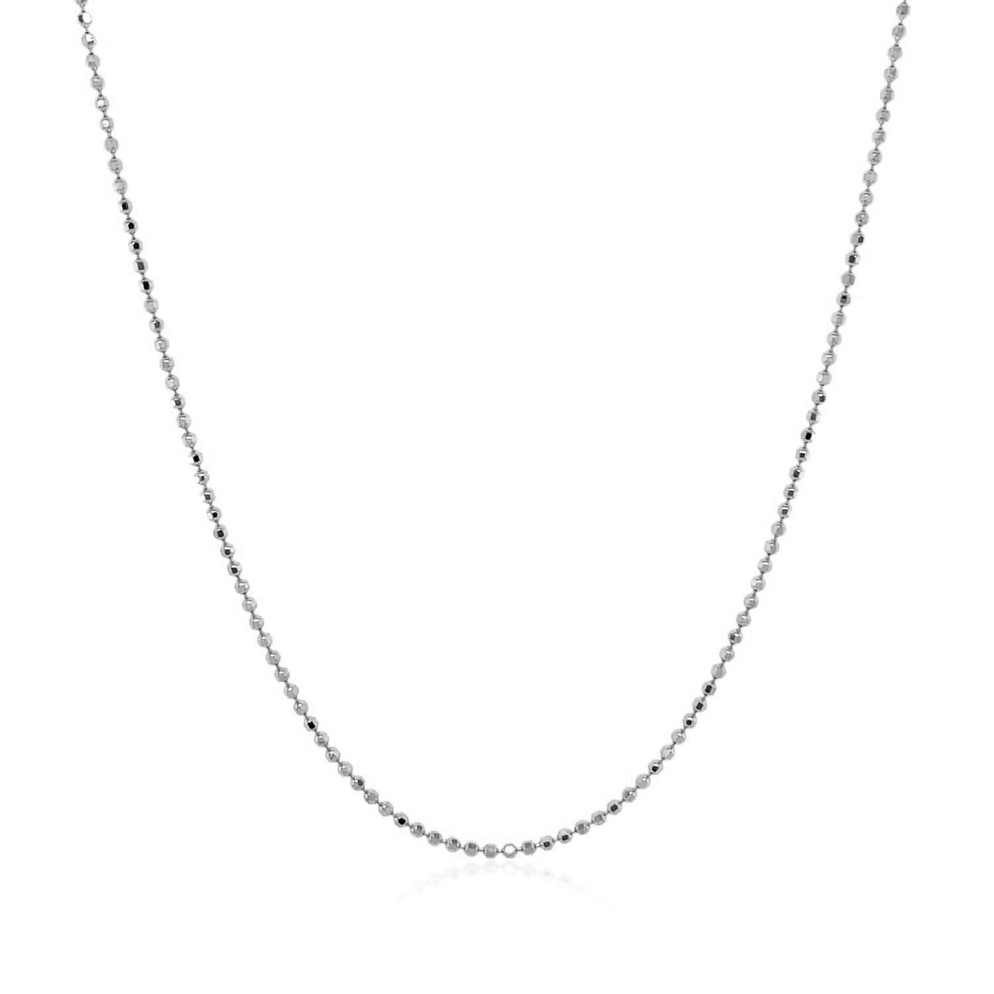 1.0mm 14k White Gold Diamond Cut Bead Chain