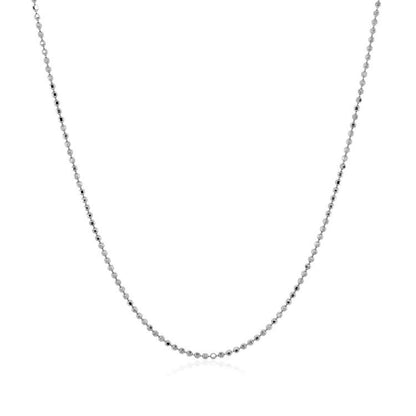 1.0mm 14k White Gold Diamond Cut Bead Chain