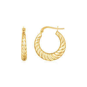 14K Yellow Gold Polished Twisted Cable Graduated Hoop Earrings