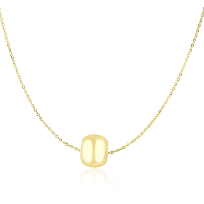 14k Yellow Gold  with Shiny Barrel Bead Charm Necklace