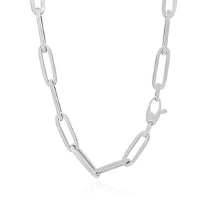 6.1mm 14K White Gold Wide Paperclip Chain