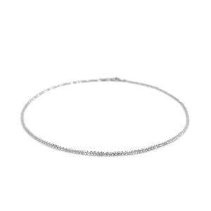 1.5mm 10k White Gold Sparkle Anklet