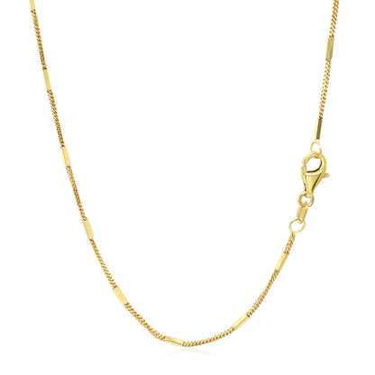 1.3mm 14k Yellow Gold Diamond Cut Bar Links Pendant Chain