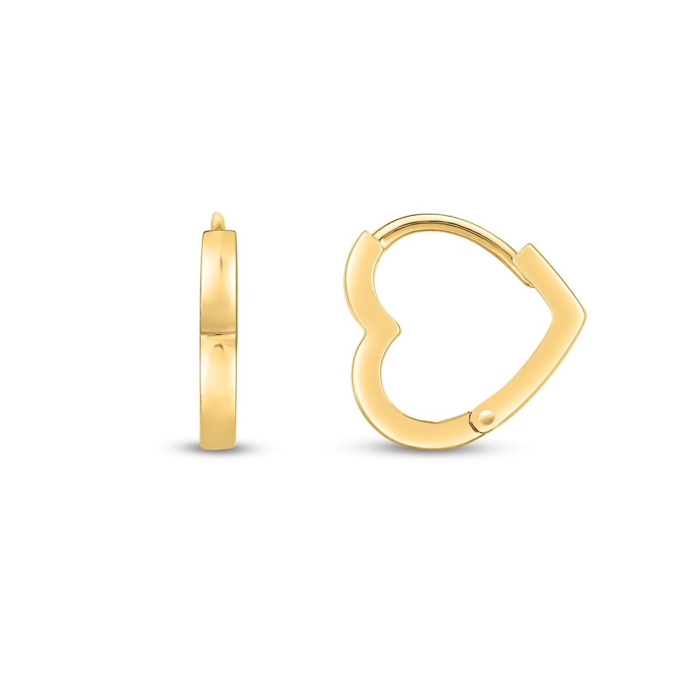 14k Yellow Gold Heart Huggie Hoop Earrings