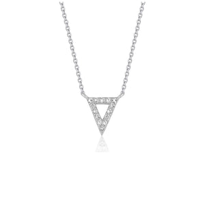 14k White Gold Diamond Inverted Triangle Pendant Necklace