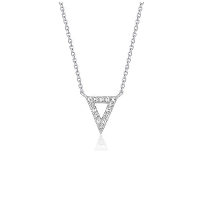 14k White Gold Diamond Inverted Triangle Pendant Necklace