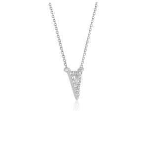 14k White Gold Diamond Inverted Triangle Pendant Necklace