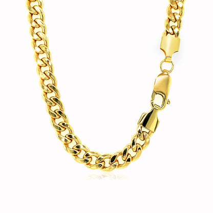 5.5mm 14k Yellow Gold Miami Cuban Semi Solid Chain