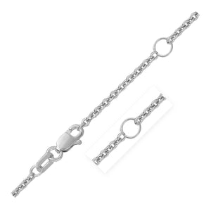 1.9mm 14k White Gold Double Extendable Cable Chain