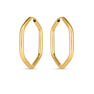 14k Yellow Gold Endless Hexagon Hoop Earrings