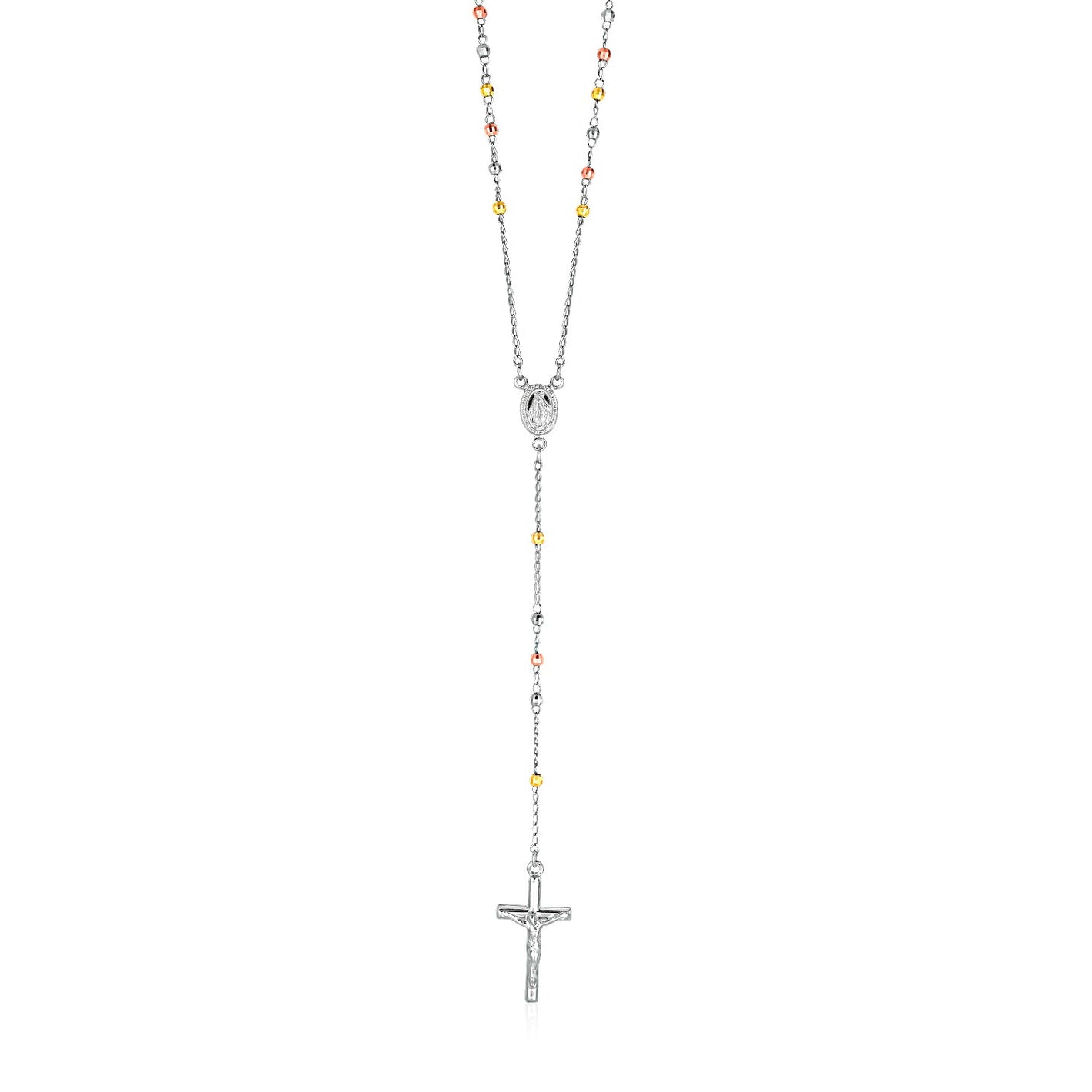 Three Toned Rosary Chain and Bead Necklace