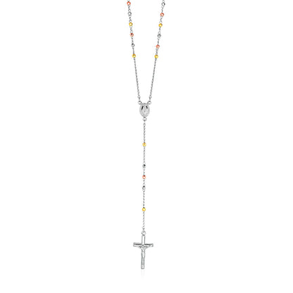 Three Toned Rosary Chain and Bead Necklace