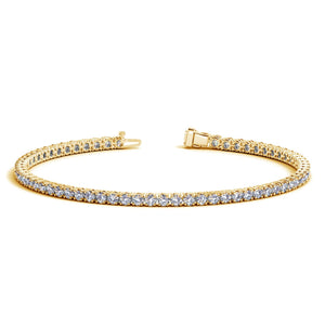 3 cctw Lab Grown Round Diamond Tennis Bracelet in 14k Yellow Gold (F/G  VS2/SI1)