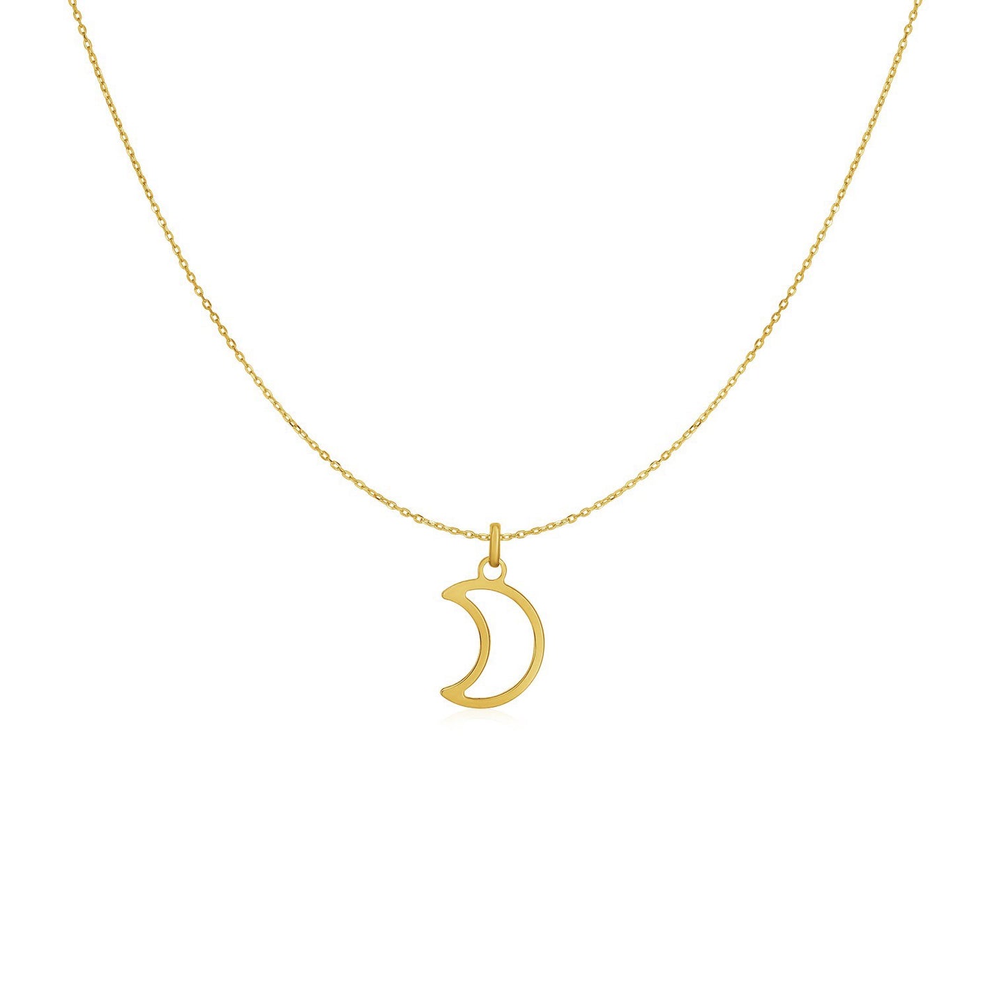 14k Yellow Gold with Moon Necklace