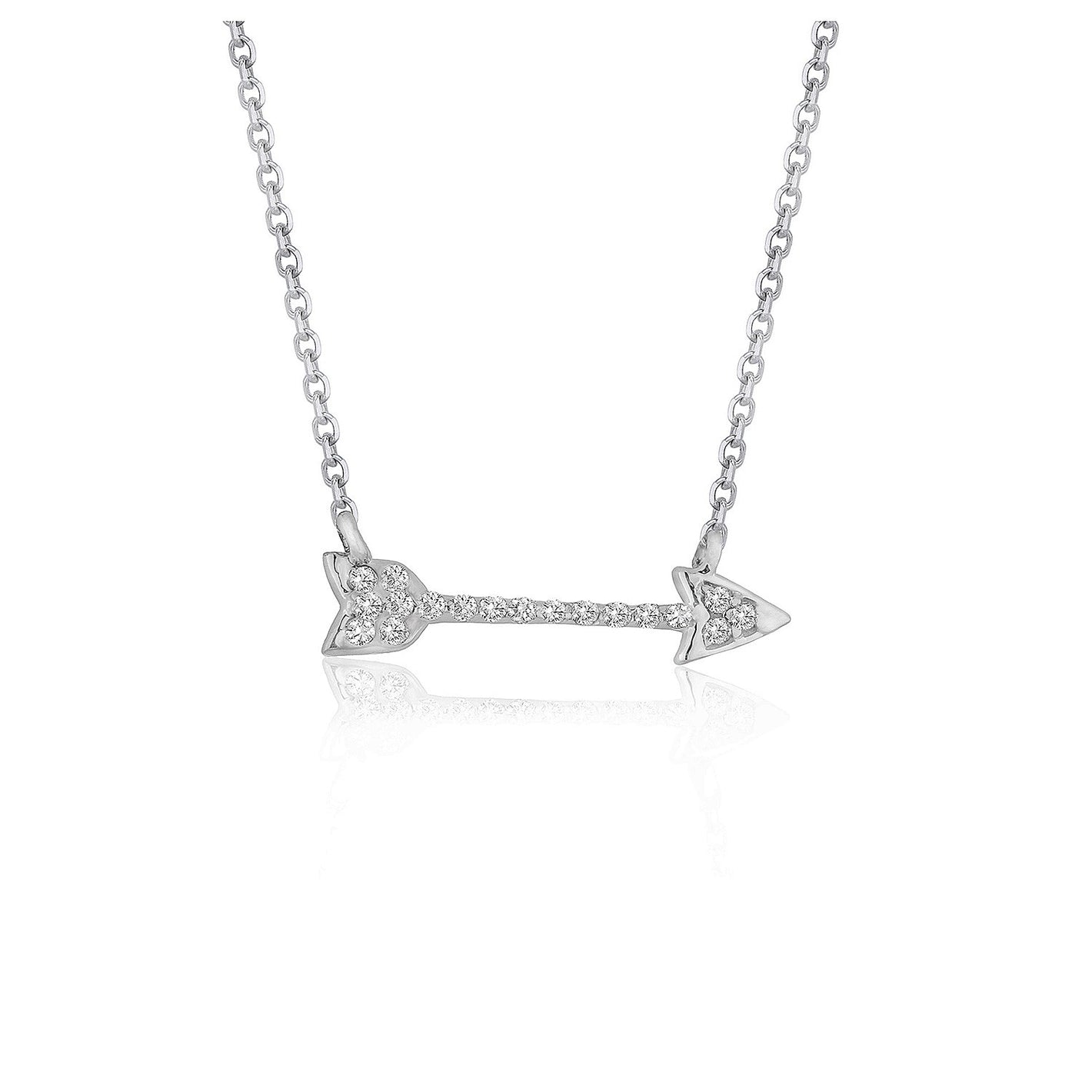 14k White Gold Diamond Arrow Style Pendant Necklace (1/10 cttw)