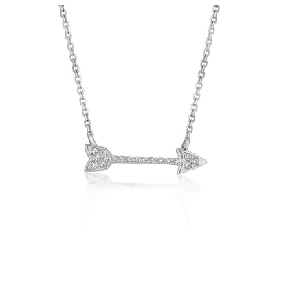 14k White Gold Diamond Arrow Style Pendant Necklace (1/10 cttw)