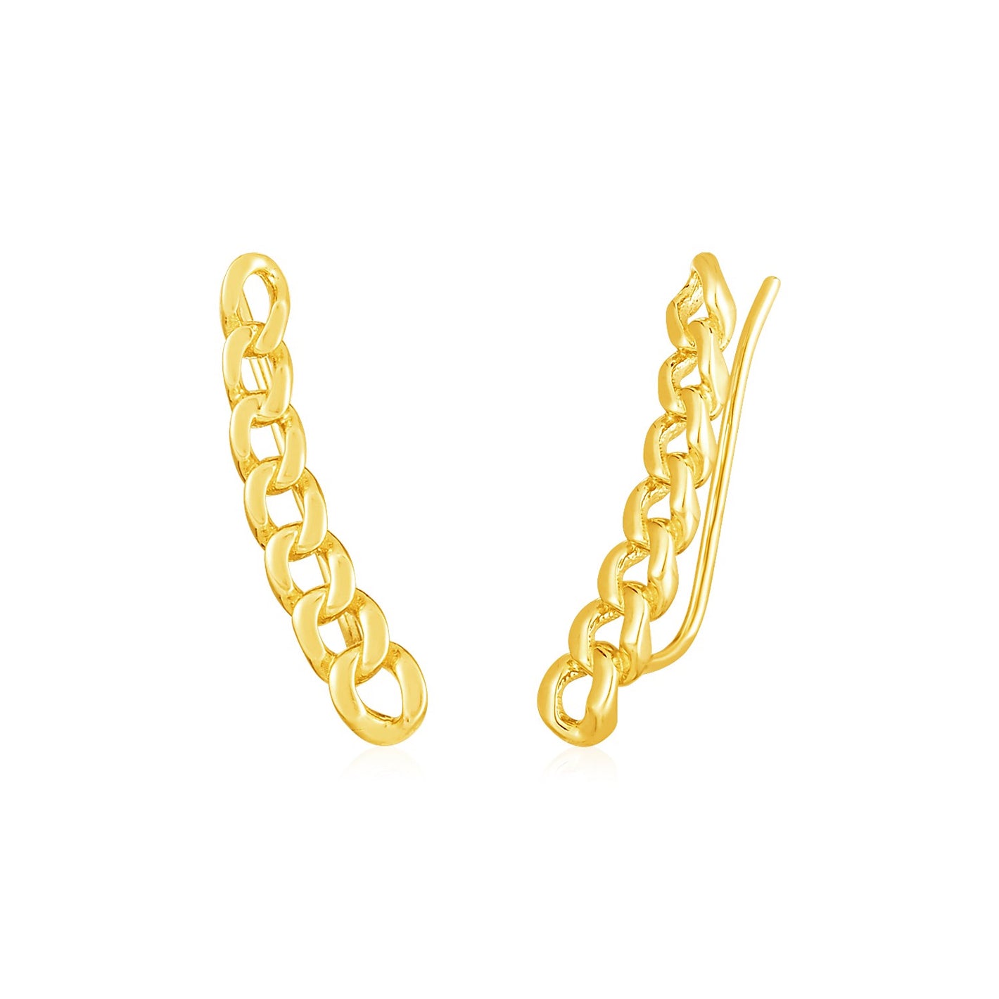 14k Yellow Gold Ear Climber with Chain Links Earrings