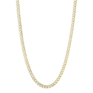 6.5mm 14k Yellow Gold White Pave High Polish Modern Lite Miami Cuban Chain