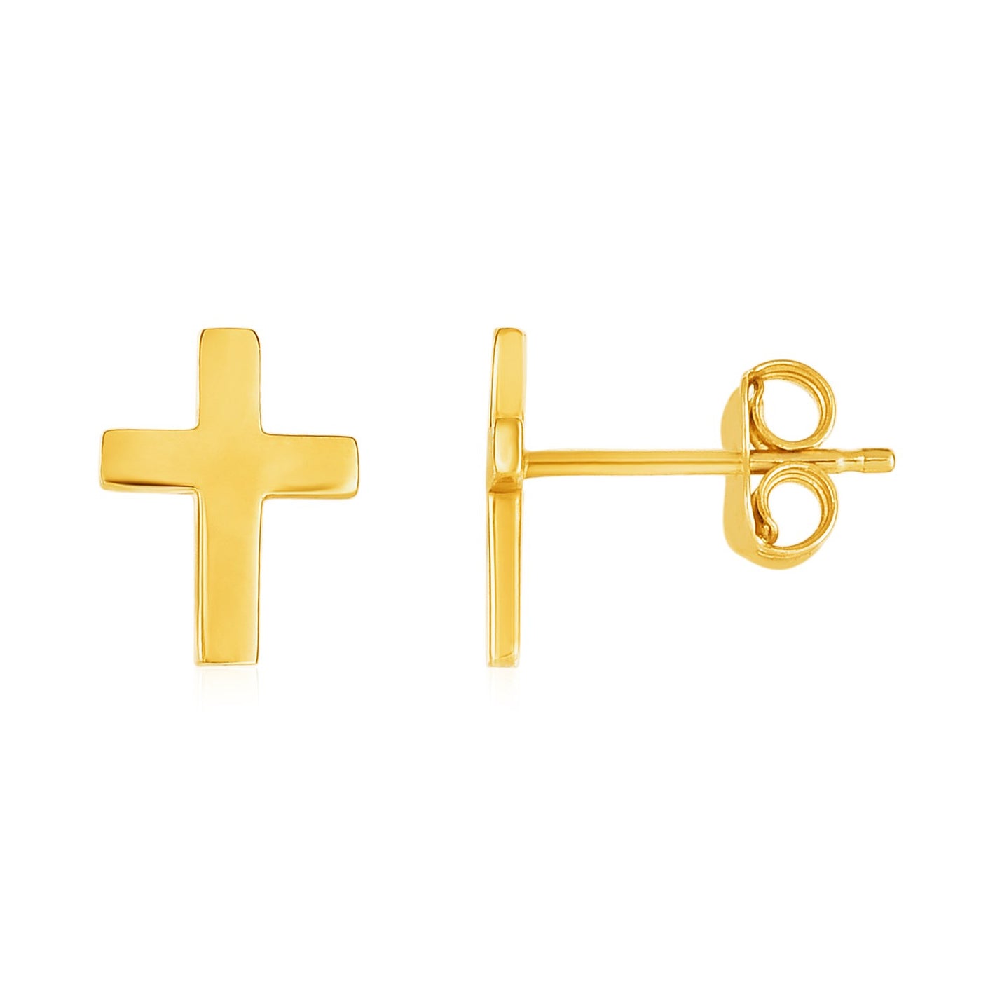 14k Yellow Gold with Crosses  Post Earrings