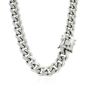 8.4mm Sterling Silver Rhodium Plated Miami Cuban Chain