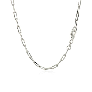 2.5mm 18K White Gold Paperclip Chain