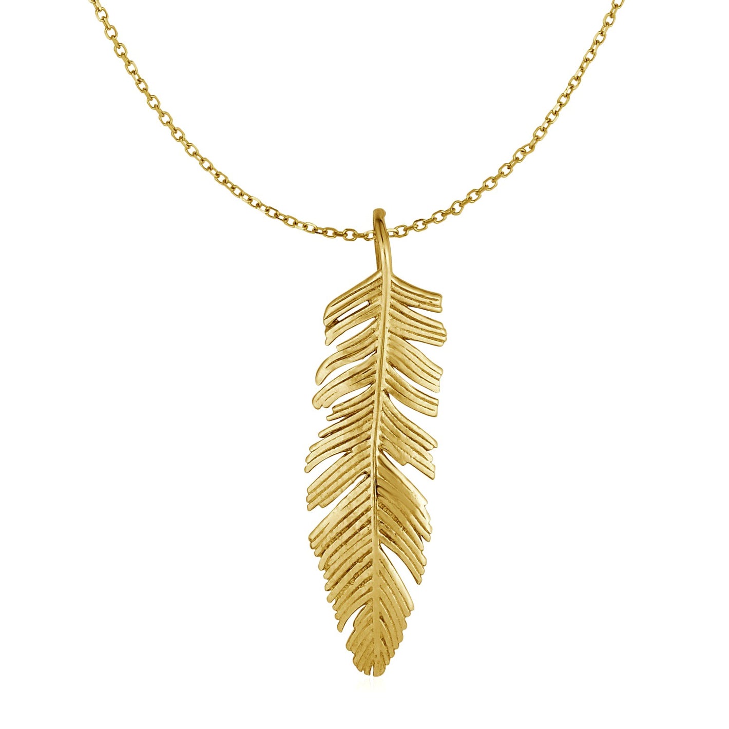 10k Yellow Gold Feather Pendant