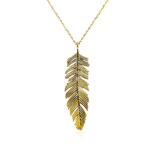 10k Yellow Gold Feather Pendant