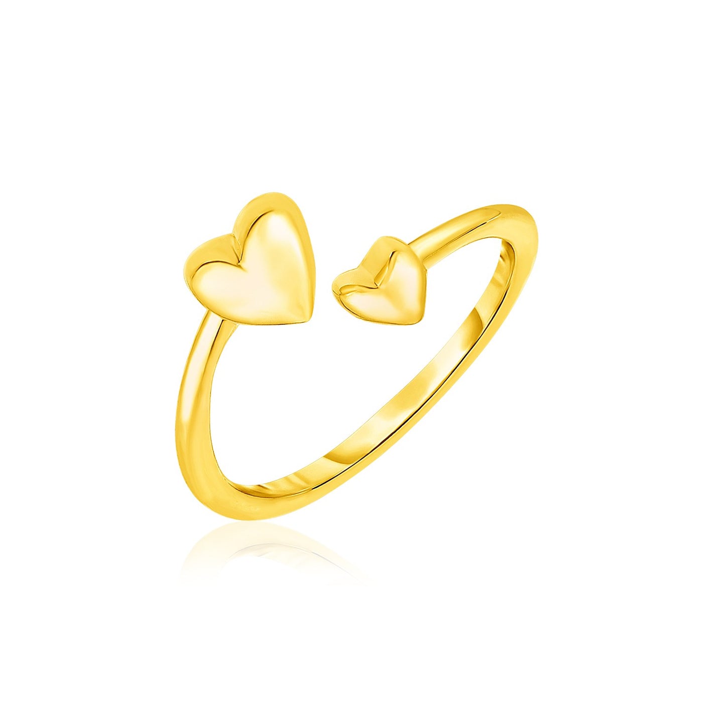 14k Yellow Gold Bypass Style  with Polished Hearts Toe Ring