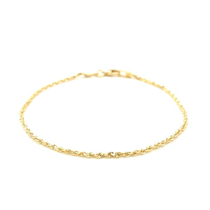 1.5mm 10k Yellow Gold Solid Diamond Cut Rope Bracelet