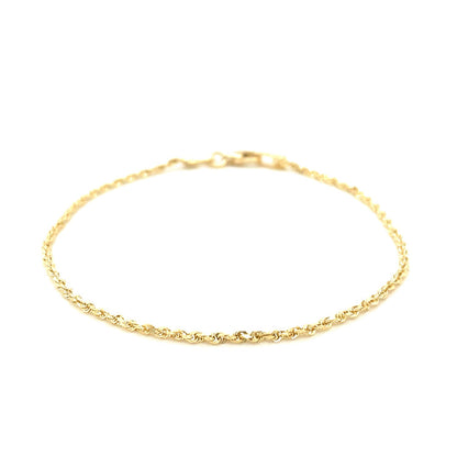 1.5mm 10k Yellow Gold Solid Diamond Cut Rope Bracelet