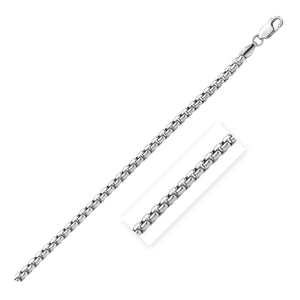 4.4mm Sterling Silver Rhodium Plated Round Box Chain