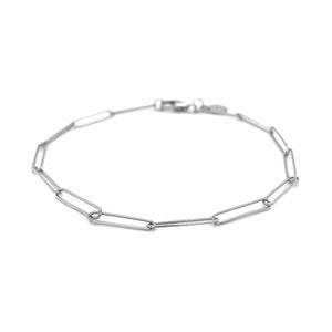 2.7mm 14k White Gold Wire Paperclip Bracelet