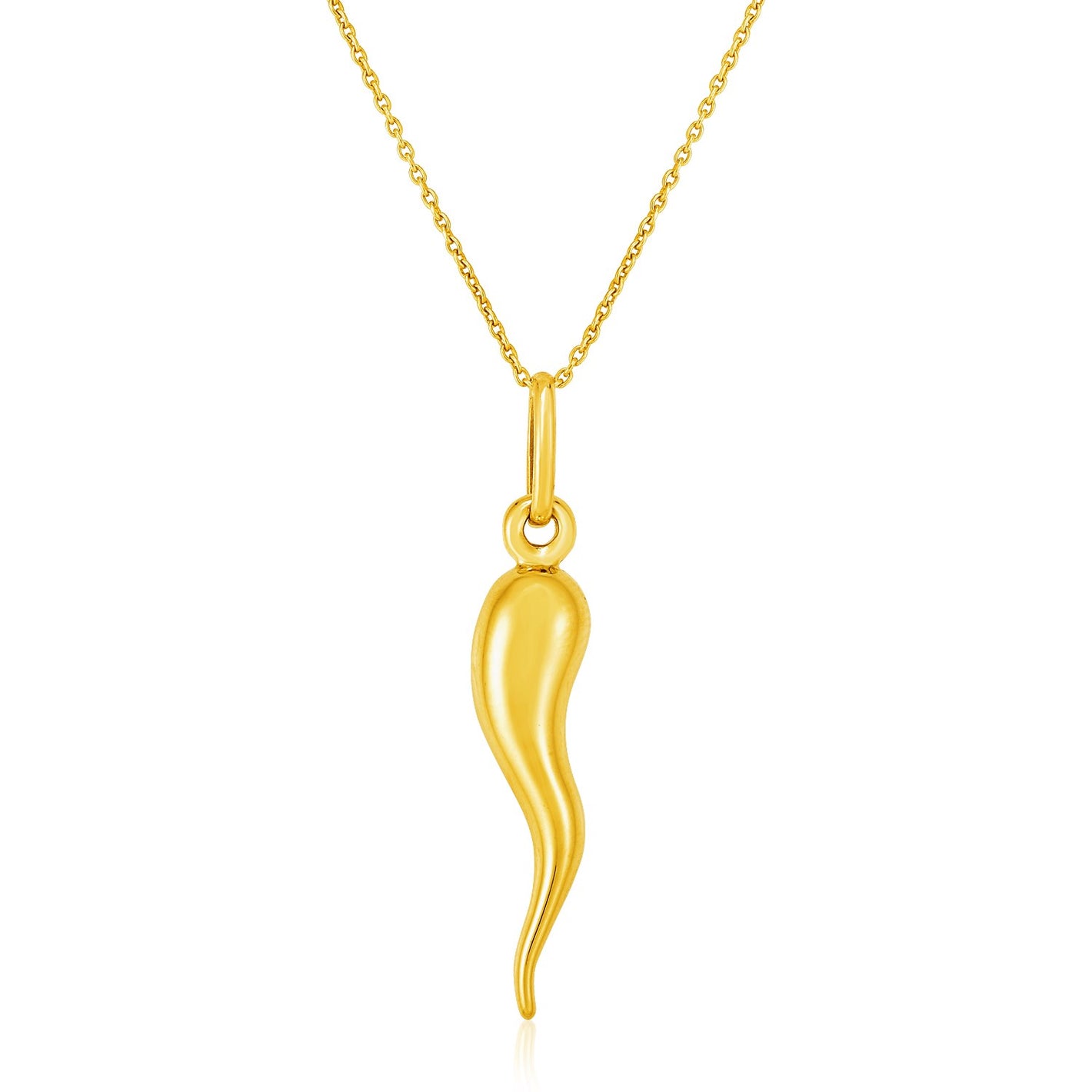 14k Yellow Gold Polished Horn Pendant