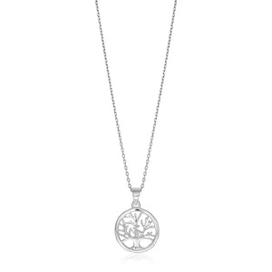 Sterling Silver inch Round Tree of Life Necklace