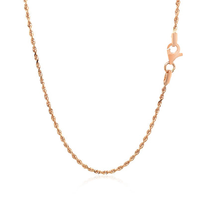 1.5mm 14k Rose Gold Solid Diamond Cut Rope Chain