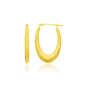 14k Yellow Gold in a Graduated Texture Style Hoop Earrings