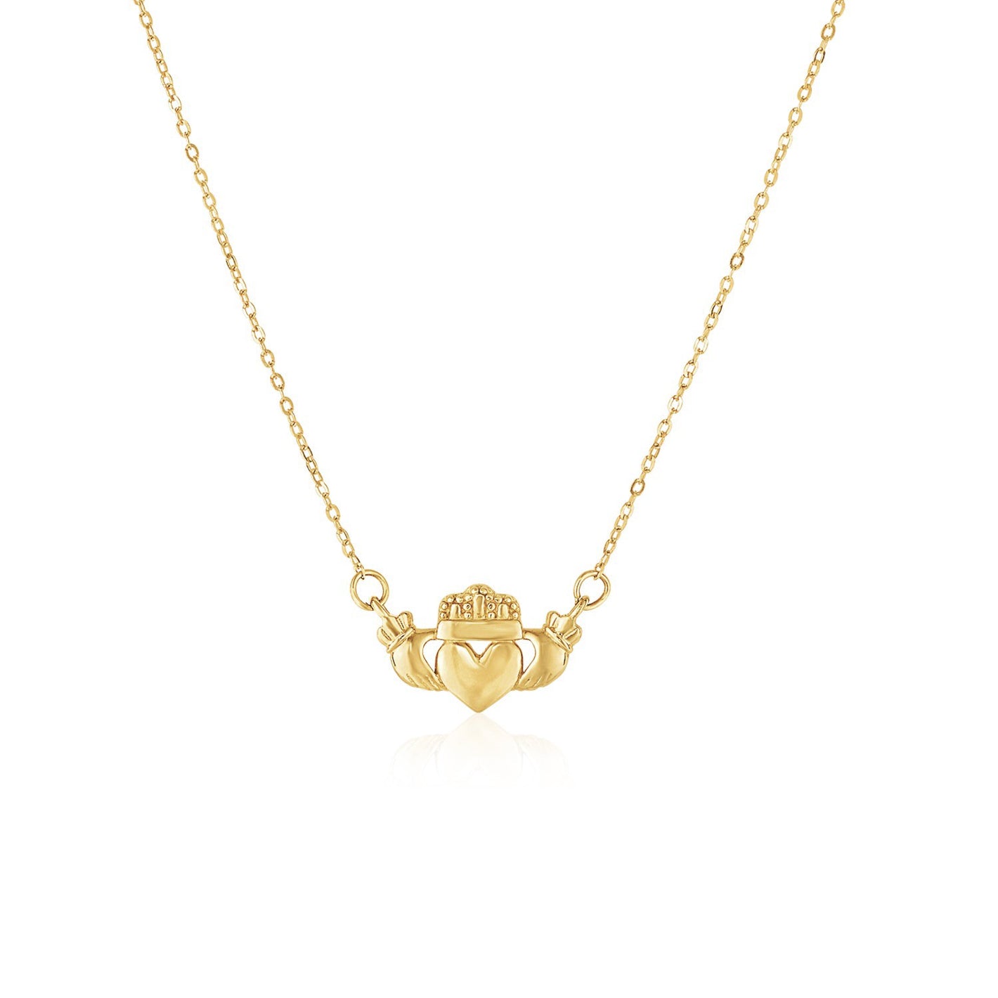 14k Yellow Gold with Claddagh Symbol Pendant