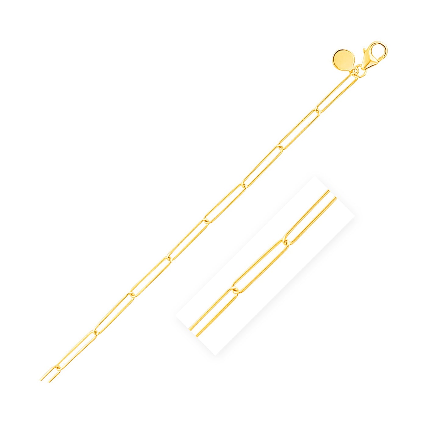 2.7mm 14k Yellow Gold Wire Paperclip Chain