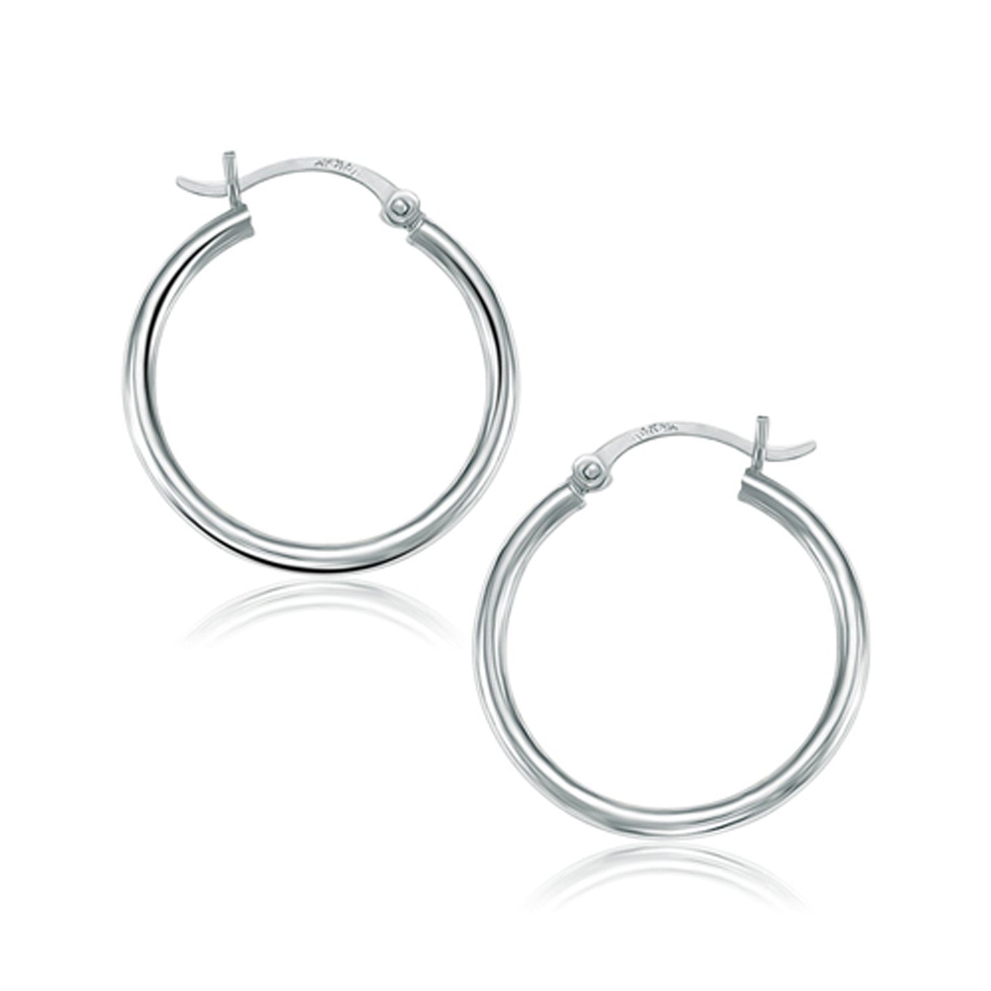 10k White Gold Polished Hoop Earrings