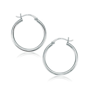 10k White Gold Polished Hoop Earrings