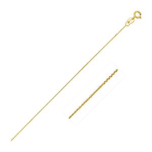 0.8mm 14k Yellow Gold Diamond Cut Cable Link Chain